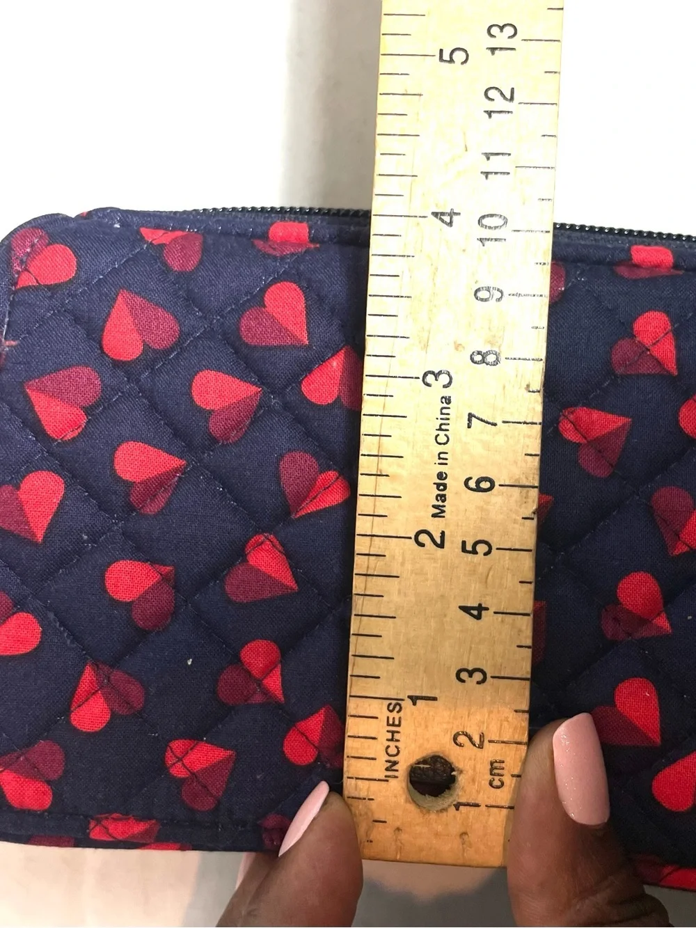 Vera Bradley Iconic RFID Wallet Navy Red Hearts NWT No Wristlet Strap